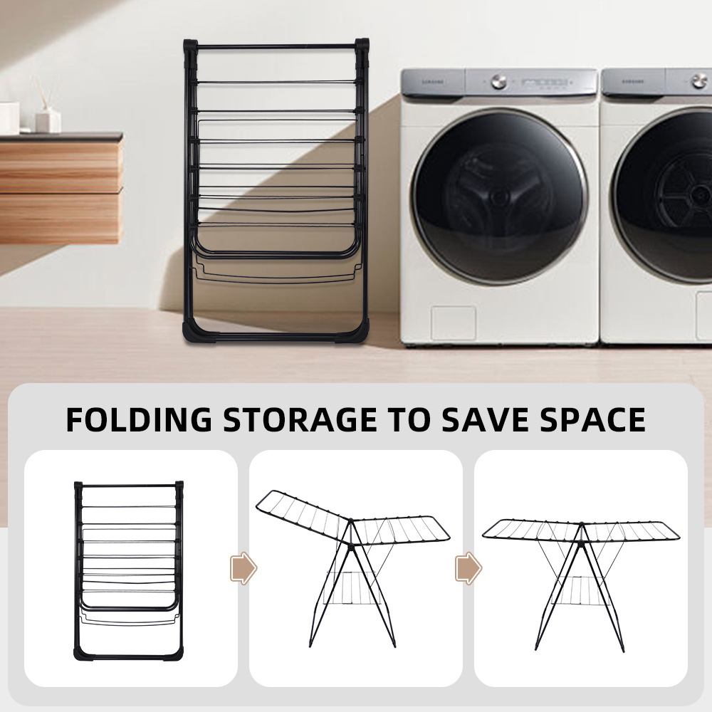 Double Layer Extend Clothes Drying Rack Folding Hangers Clothes Racks For Drying Clothes With Shoe Rack