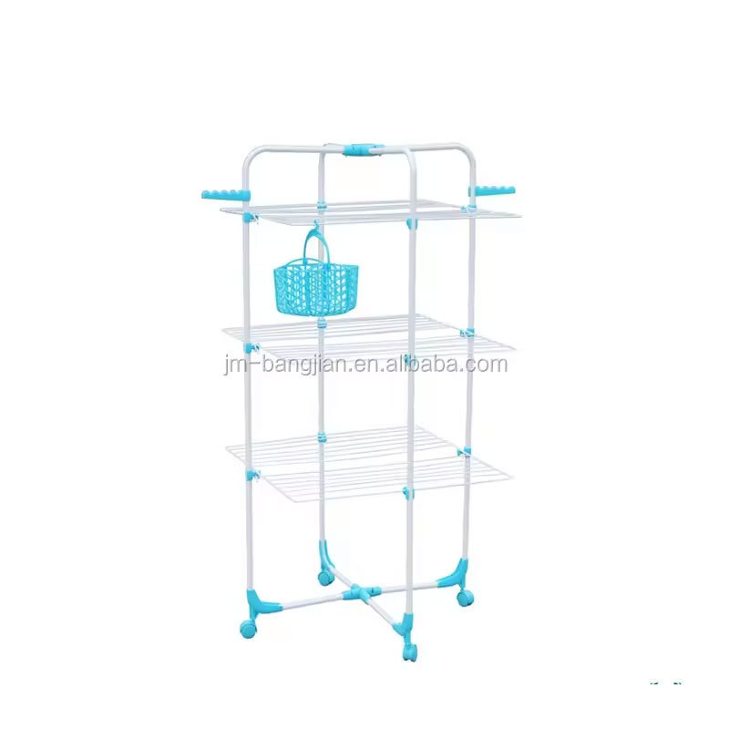 Heavy Duty Folding Clothes Airer Drying Rack 3 Tiers 30M Cross Clothes Dryer For Wet Clothes