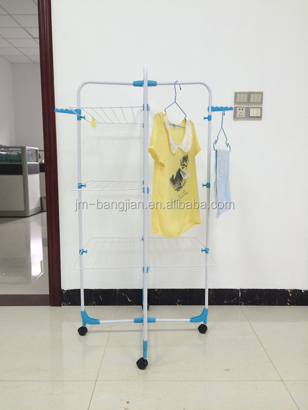 Heavy Duty Folding Clothes Airer Drying Rack 3 Tiers 30M Cross Clothes Dryer For Wet Clothes