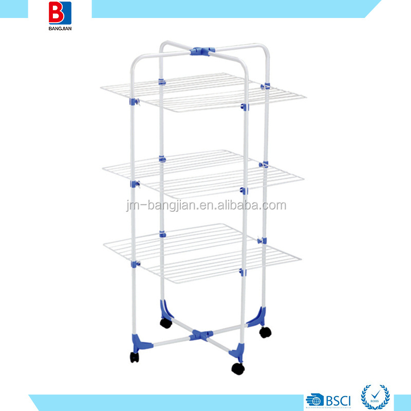 Heavy Duty Folding Clothes Airer Drying Rack 3 Tiers 30M Cross Clothes Dryer For Wet Clothes