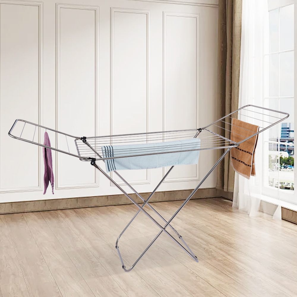 High Quality 1-Tier Clothes Drying Stand Stainless Steel Pipe Clothes Rack Foldable Clothing Rack