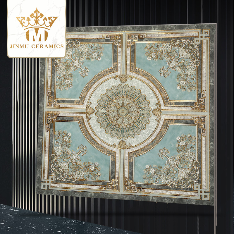 Foshan Customize  luxury hotel gold plated tiles villa floor carpet tiles wall ceramic for house Medusa rugs porcelain tiles