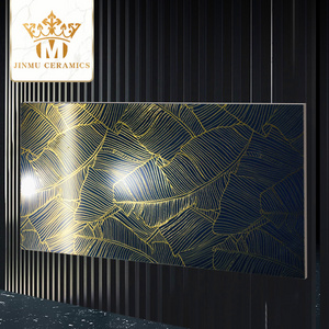 luxury golden black tropical leaves wall tiles 600X1200mm unlimited  matte decorative ceramic tiles for villa hotel