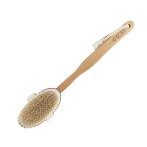 Shower Wooden Bath Brush with Soft and Stiff Bristles Back Scrubber Long Handle Body Scrubs for Body Shower Back and Feet Women