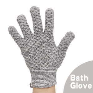 Custom Bath Gloves Nylon Five Fingers  Massage Dead Skin Remover Gray Body Exfoliating Shower Gloves Eco-friendly Body Scrubber