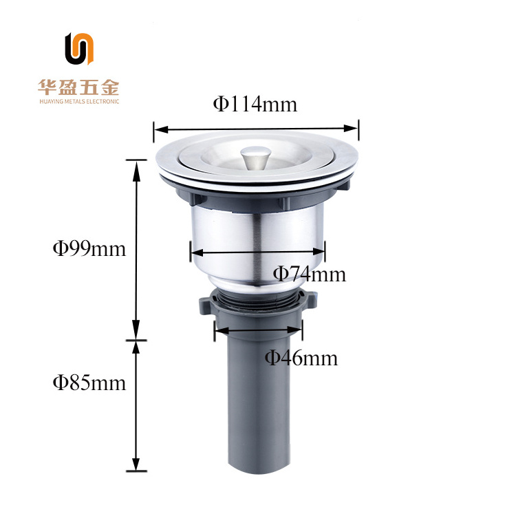 Stainless Steel Filter Food Drain Kitchen channel Drain with Garbage Srainer Basket and Sealing Lid