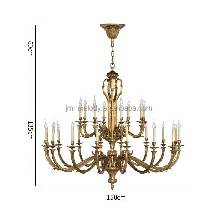 Crystal LED Light Big Luxury Style Antique Brass Chandelier Modern Hotel Large Living Room Hanging Classic 24 Metal E14 Bulb