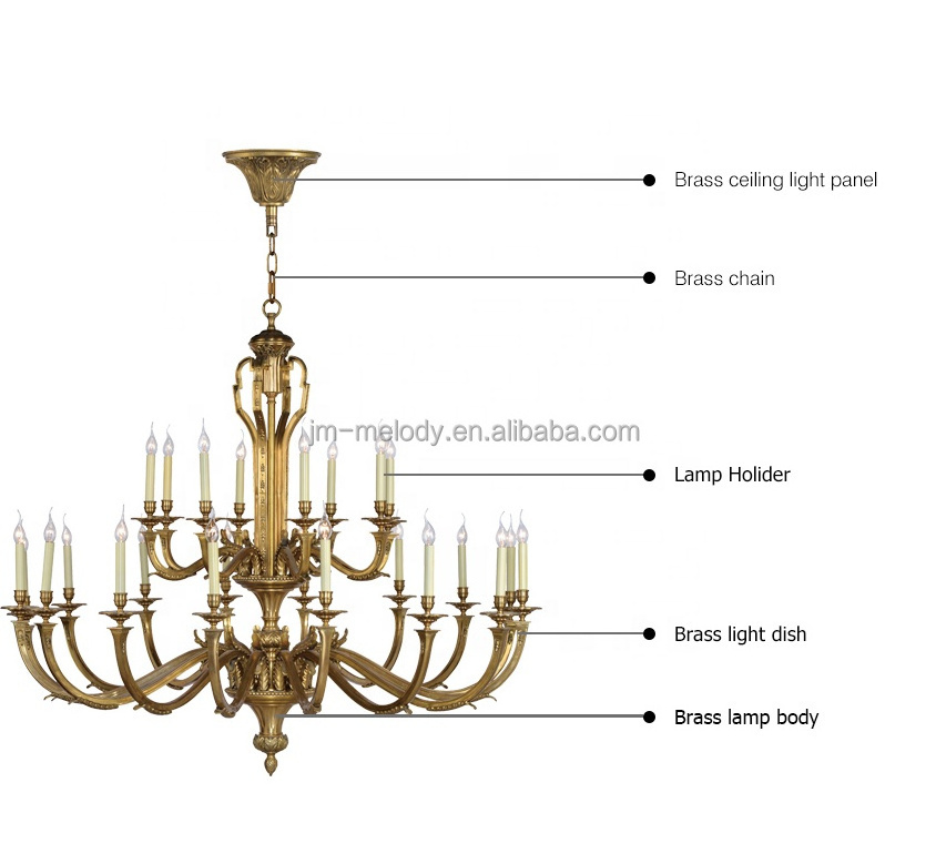 Crystal LED Light Big Luxury Style Antique Brass Chandelier Modern Hotel Large Living Room Hanging Classic 24 Metal E14 Bulb