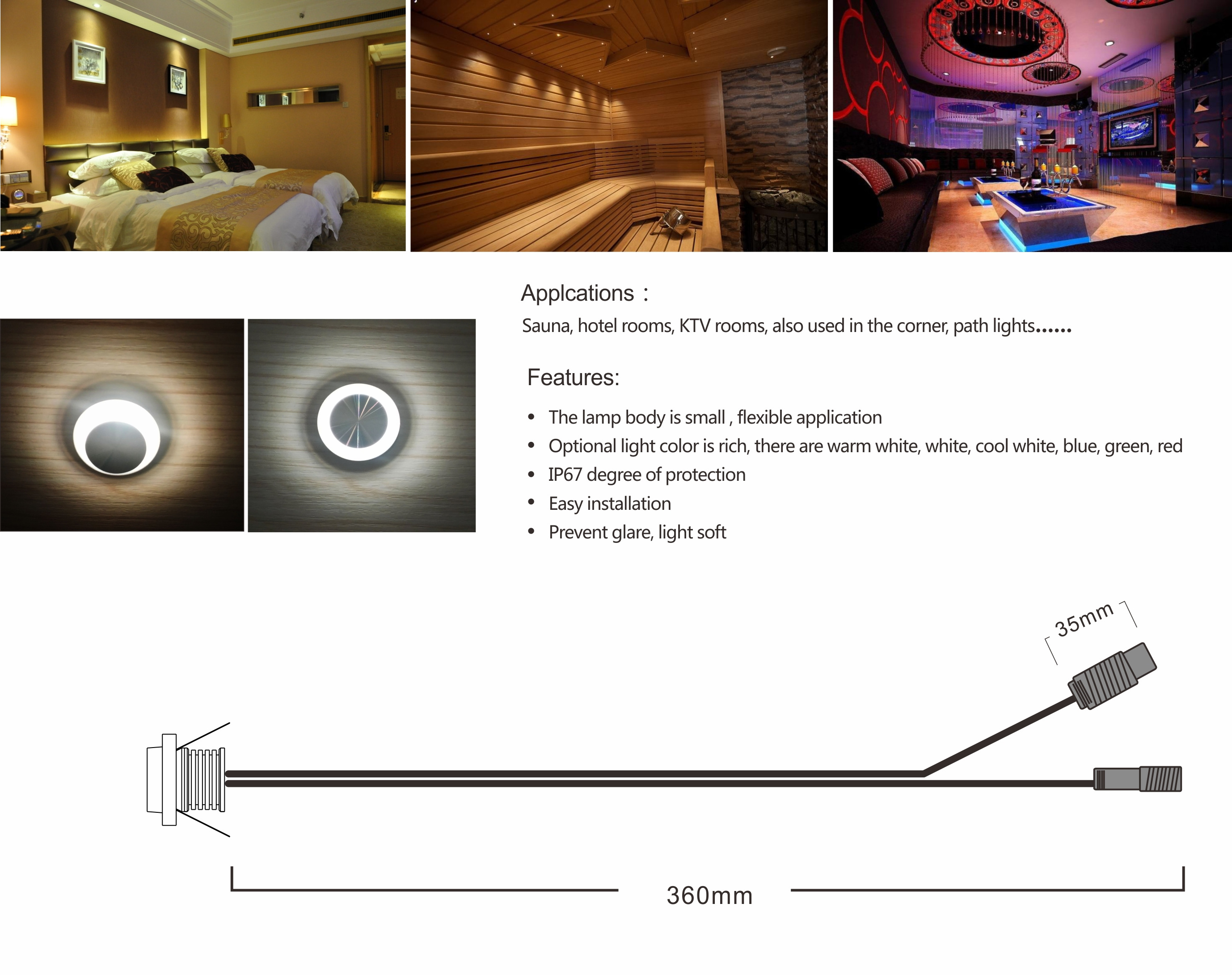 1w DC12V Mini waterproof LED downlight antiglare led down light anti-glare led inground light IP65 step Corner path lamp IP67