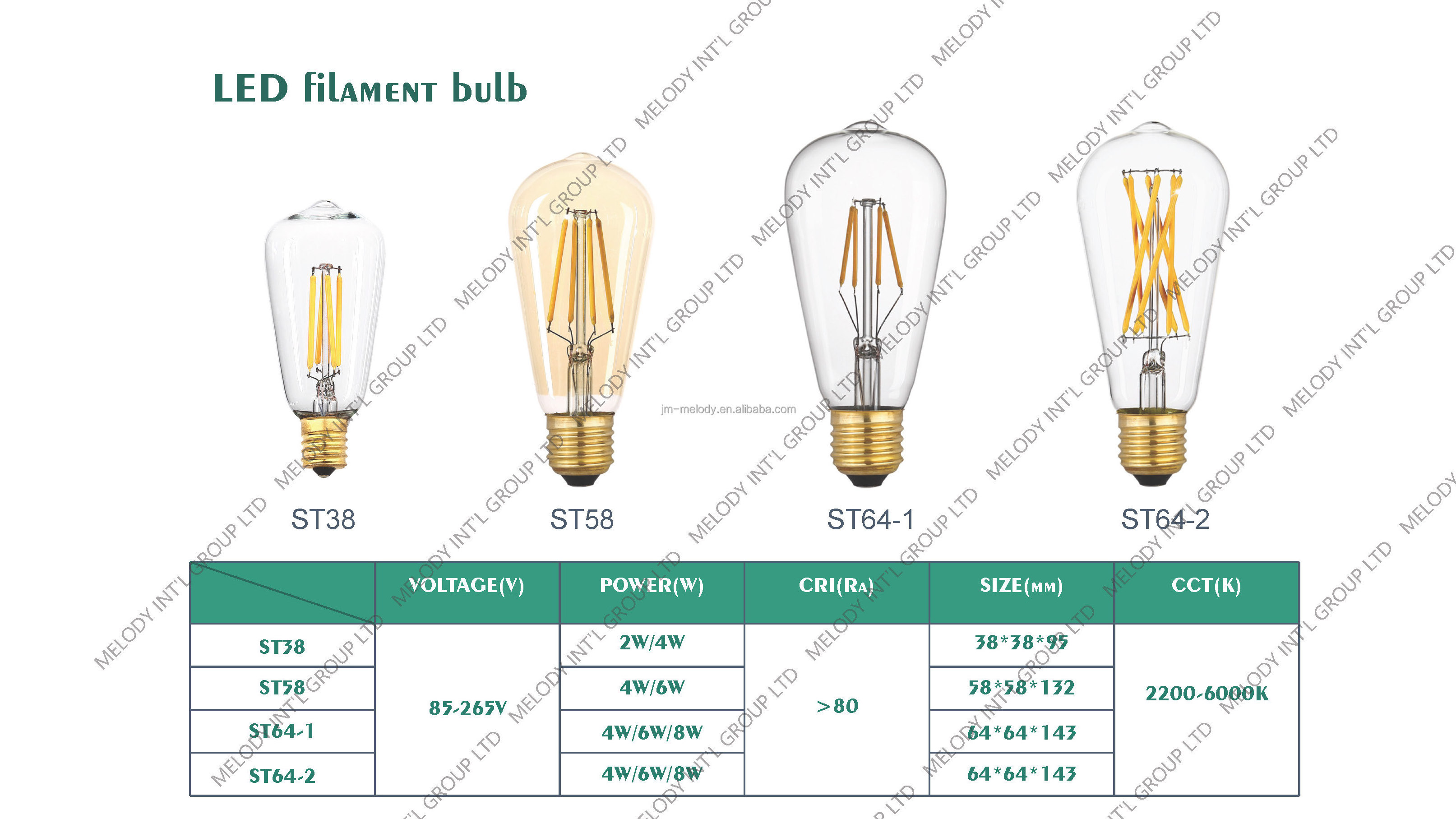 Top LED filament bulb Dimmable 2700K 2200K 4W 6W 8W Vintage Edison E26 E27 B22 Antique A60 G95 T45 T30