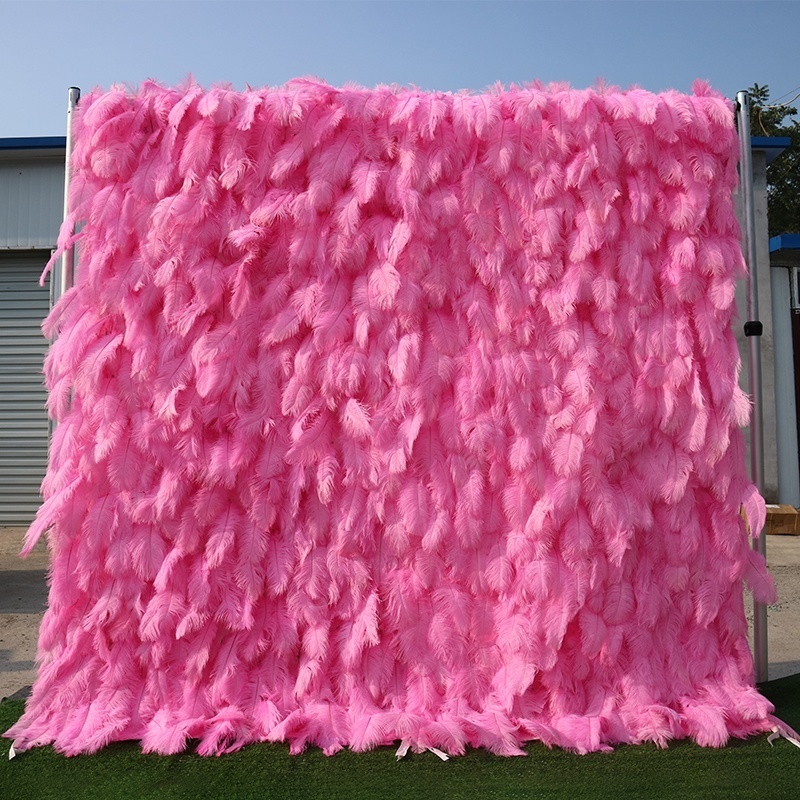 Wholesale Artificial Floral Rose Feathered Black Flower Wall Panel Backdrops Wedding Events Graduation Party Birthday Decoration