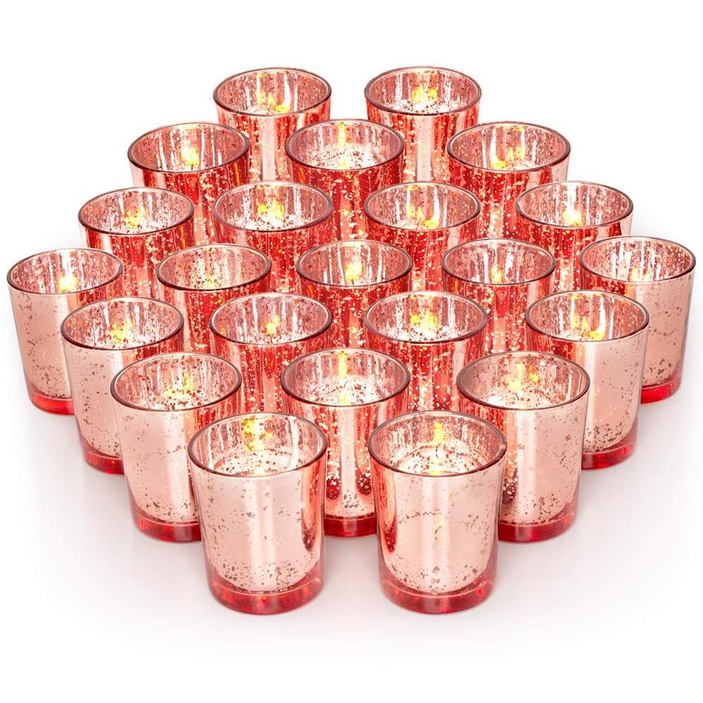 Speckled Mercury Pink Glass Candle Holders Votive Candelabra Christmas Party Decorations Centerpieces for Wedding Table