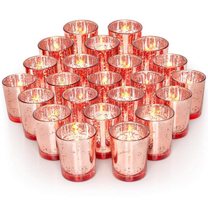 Speckled Mercury Pink Glass Candle Holders Votive Candelabra Christmas Party Decorations Centerpieces for Wedding Table