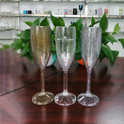 Custom Logo Champagne Flutes Glasses Acrylic Goblet Red Wine Glass Plastic Wine Glasses for Wedding Party