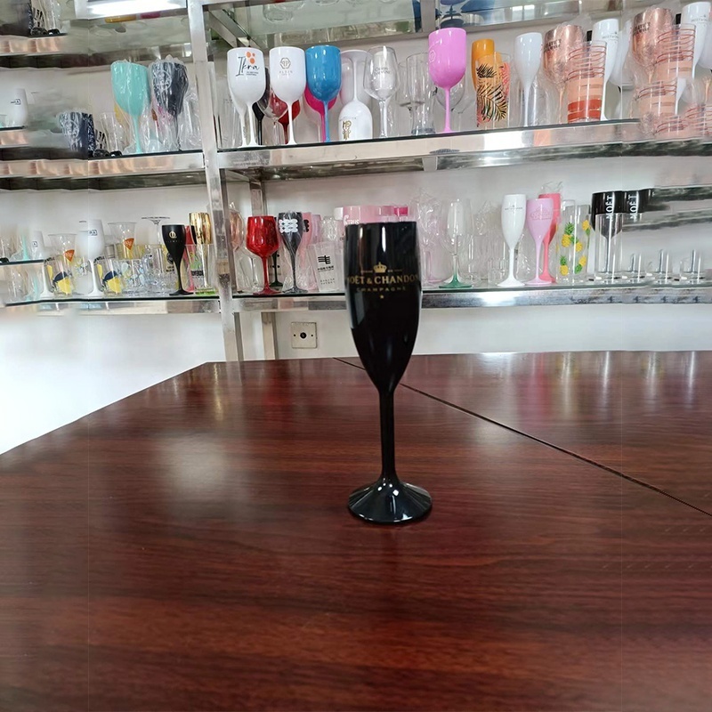 Custom Logo Champagne Flutes Glasses Acrylic Goblet Red Wine Glass Plastic Wine Glasses for Wedding Party