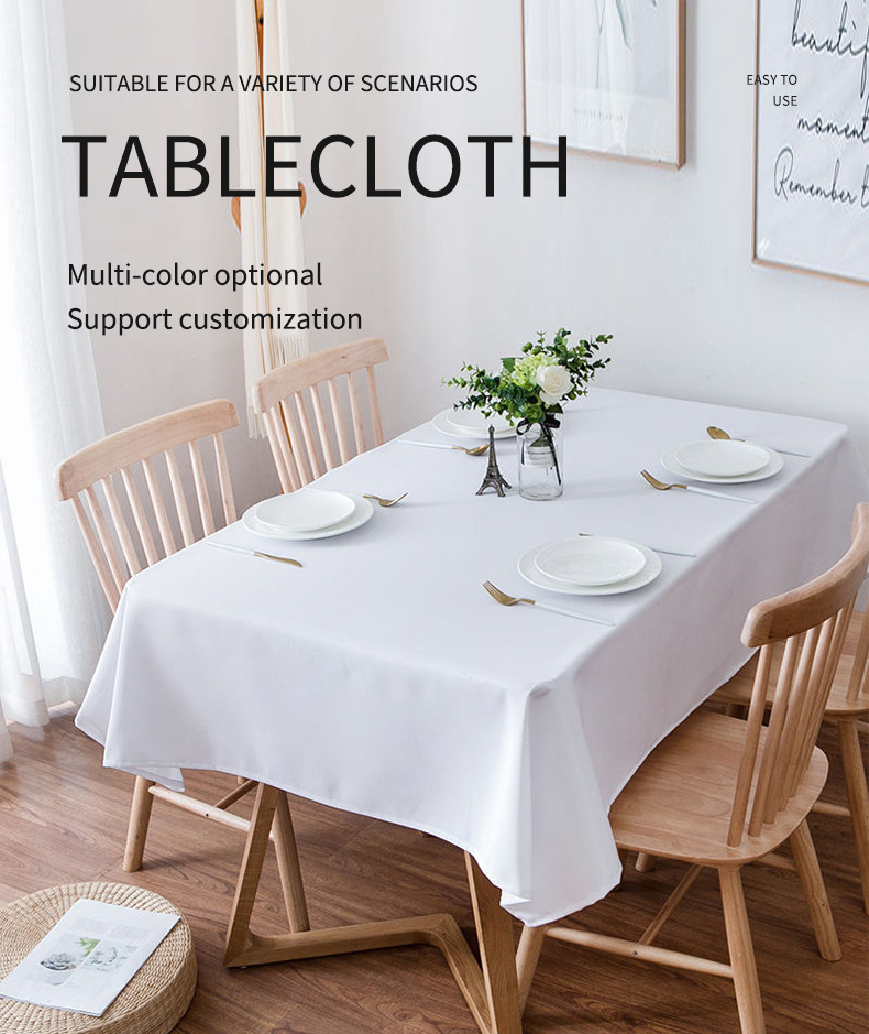 Custom Satin Table Cover Rectangle Tablecloth Washable Polyester White Table Cloth for Hotel Wedding Party Banquet Events