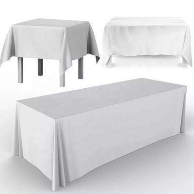 Custom Satin Table Cover Rectangle Tablecloth Washable Polyester White Table Cloth for Hotel Wedding Party Banquet Events