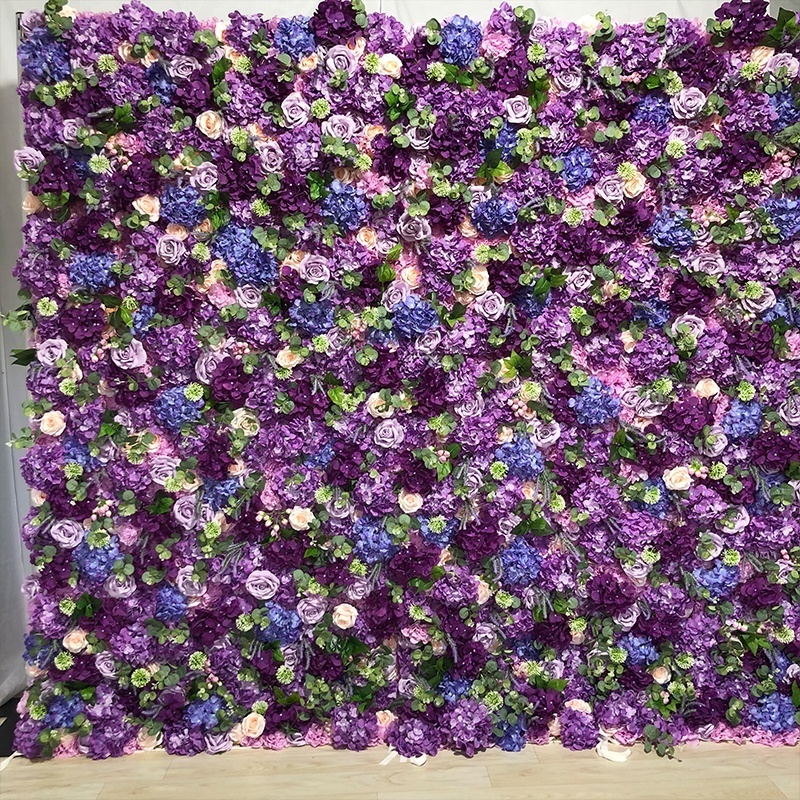 Purple Lavender Artificial Flower Wall Summer Party Decorations Fuchsia Floral Panels Wedding Backdrop Flowers Plate Walls Decor