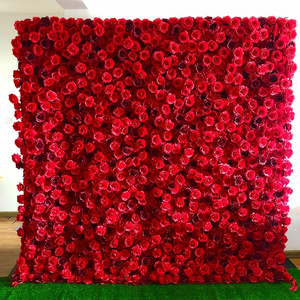 Dusty Red Roses Morning Flower Wall Panels Artificial Rose Floral Panel Spring Decor Flowers Walls Wedding Backdrop Decorations