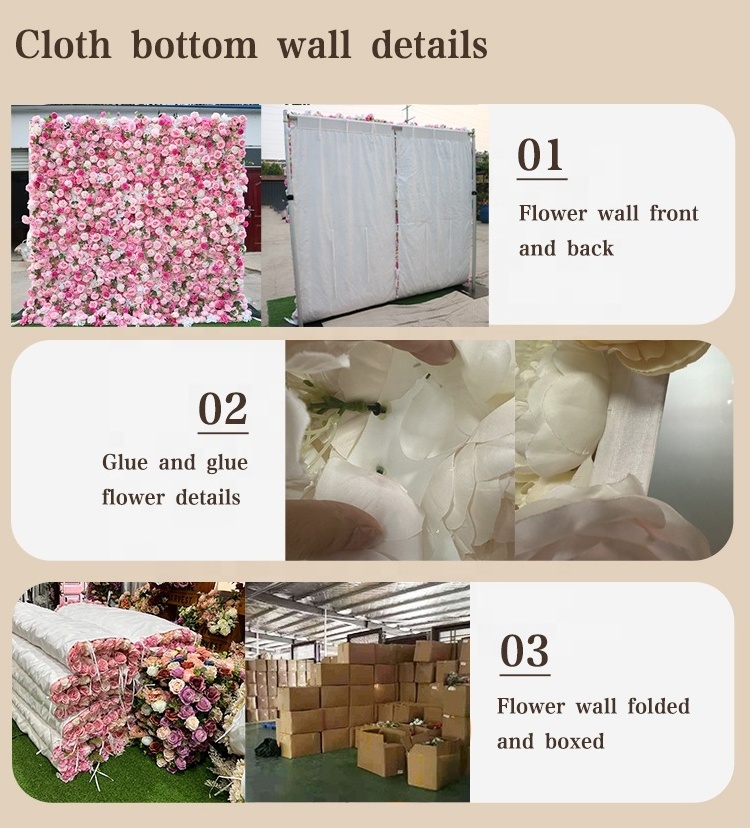 DIY Wedding Party Floral Walls 8ft X 8ft Roll Up Pink Rose Artificial Flower Wall Panel for Backdrop Decorations Pared de Flores