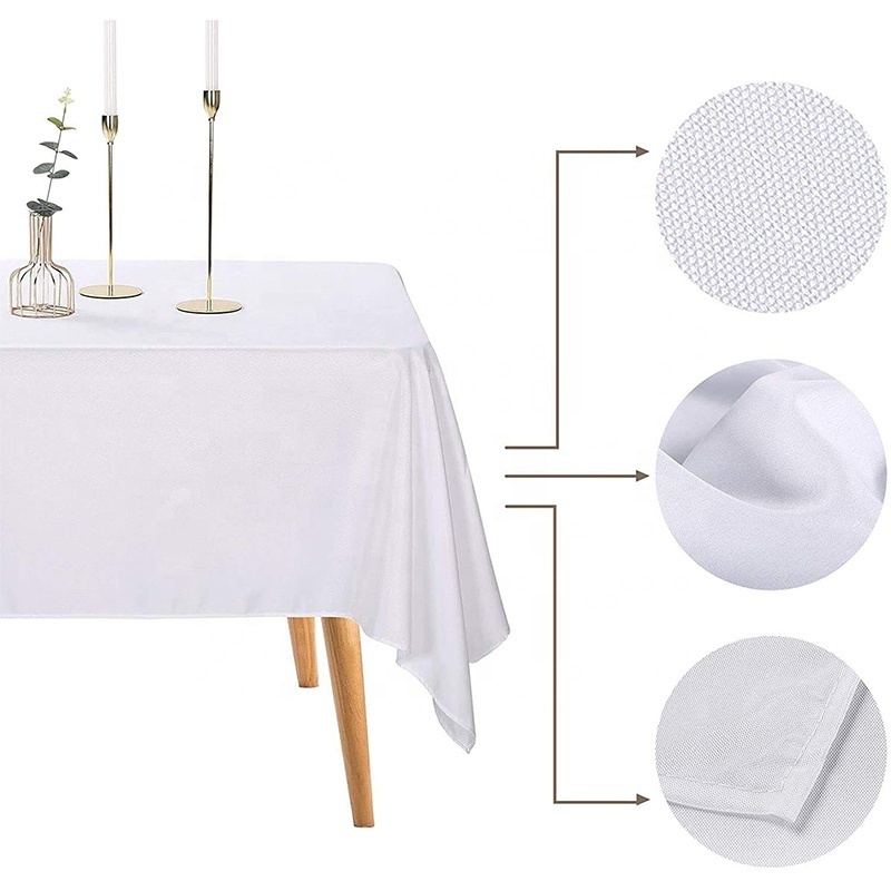 Custom Satin Table Cover Rectangle Tablecloth Washable Polyester White Table Cloth for Hotel Wedding Party Banquet Events