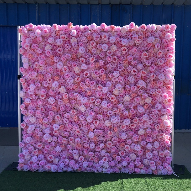 DIY Wedding Party Floral Walls 8ft X 8ft Roll Up Pink Rose Artificial Flower Wall Panel for Backdrop Decorations Pared de Flores