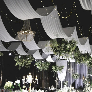 Wedding Ceiling Decorations Hanging Elastic Milk Silk Gauze Curtain Drapes Luxury Party Event Wed Hall Stage Arch Backdrop Decor