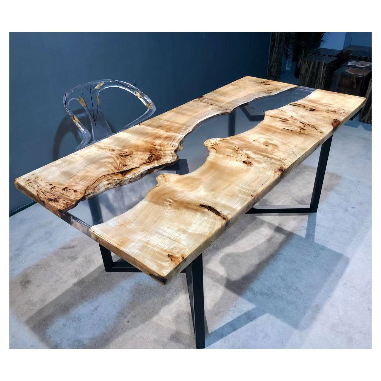 Hot Natural Wood for Epoxy Dining Table Live Edge Wooden Table Top Epoxy Resin River Table