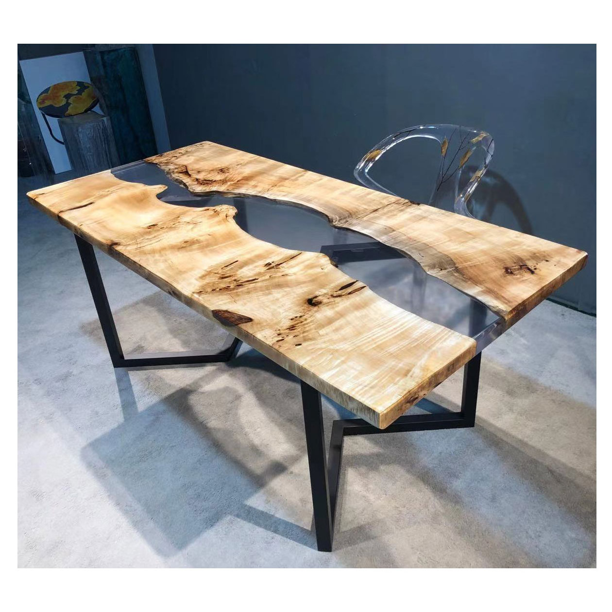 Hot Natural Wood for Epoxy Dining Table Live Edge Wooden Table Top Epoxy Resin River Table