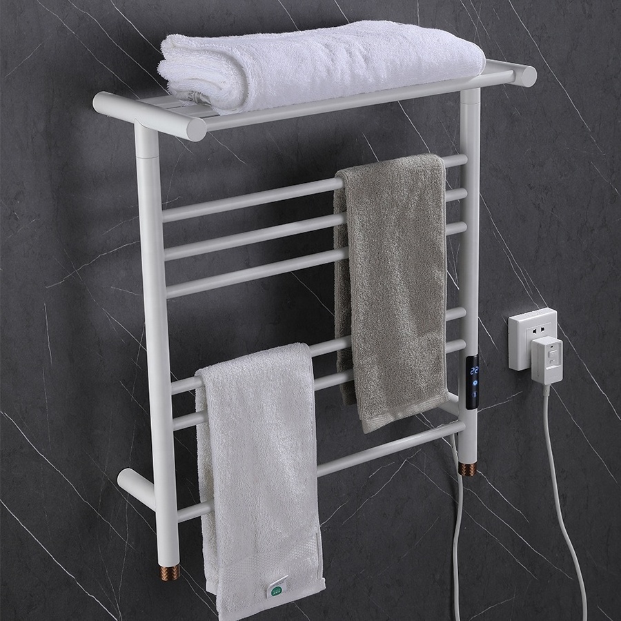 Auto power cutoff 5 bars towel warmer wall mounted heated towel racks with build in timer