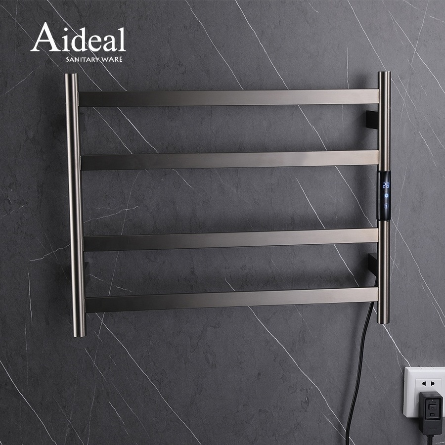 Say goodbye to wet towels 75W quick dry stainless steel 4 towel bar electric heated towel rack