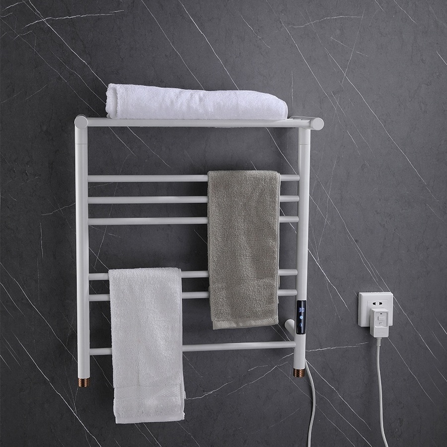 Auto power cutoff 5 bars towel warmer wall mounted heated towel racks with build in timer