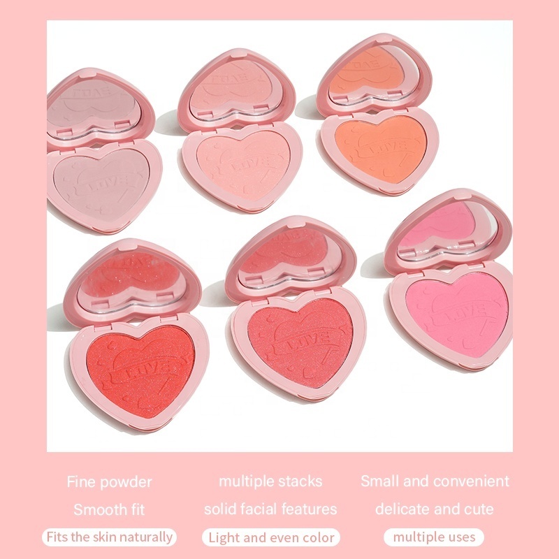 Heart Shaped Blush Long Lasting Mixing Color Cream Blush Private Label Customized Logo Cruelty Free Waterproof Blush