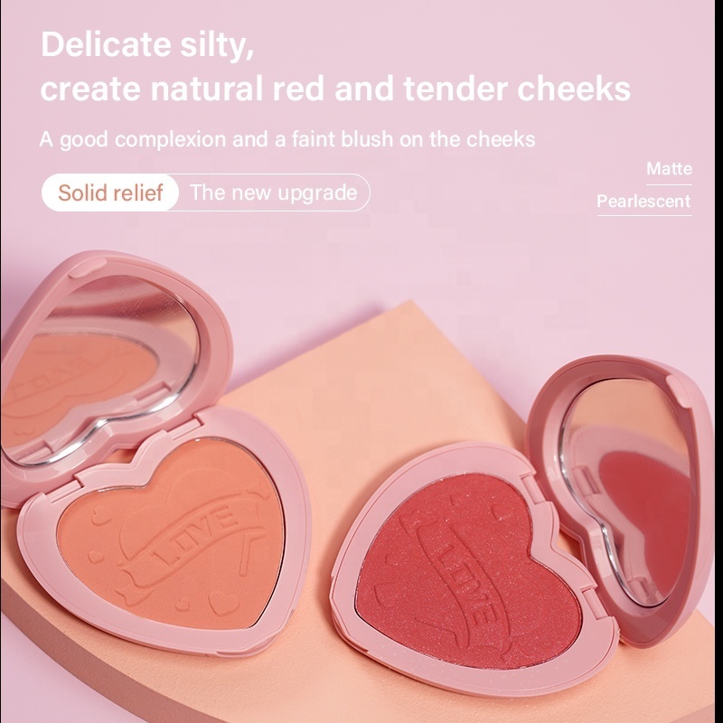 Heart Shaped Blush Long Lasting Mixing Color Cream Blush Private Label Customized Logo Cruelty Free Waterproof Blush