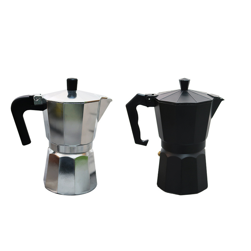 Custom 6 Cup Italian Aluminum alloy Espresso Moka pot Stovetop Espresso Maker Moka Pot Set Stainless Steel Coffee Moka Pot