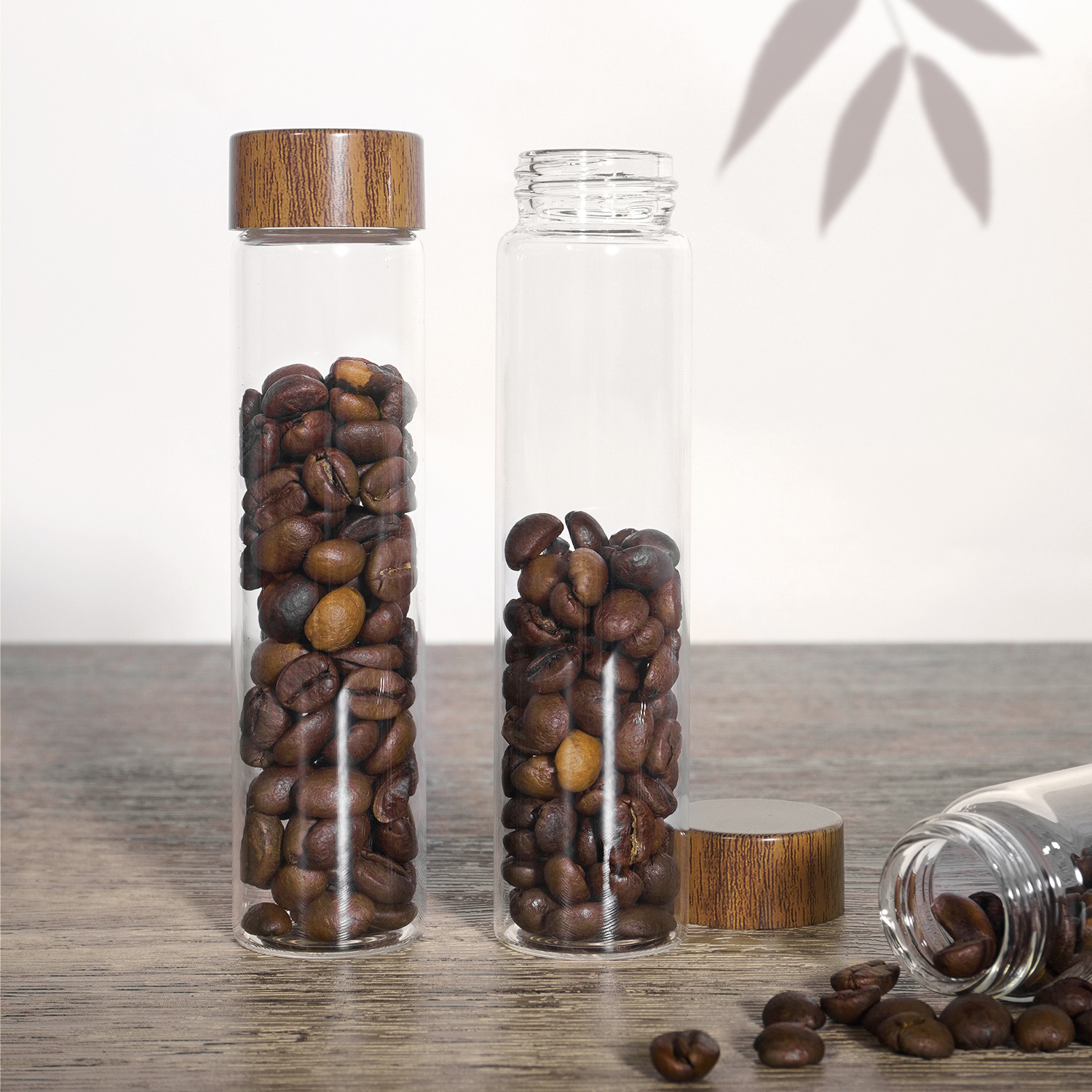 Walnut Wooden Display Rack Stand Glass Test Tubes For Single Dose Coffee Beans Storage Tubes Barista Tools Accessories