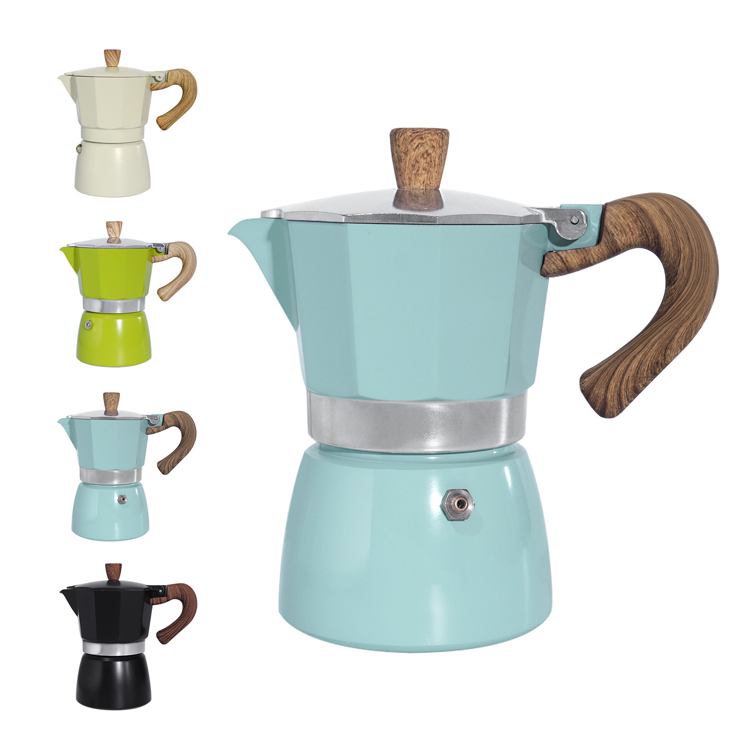 OEM Bangle Cafetera Stovetop Espresso Coffeemaker 150ml 300ml 450ml 3 6 9 Cups Mocha Maker Aluminum Mokapot Coffee Moka Pot