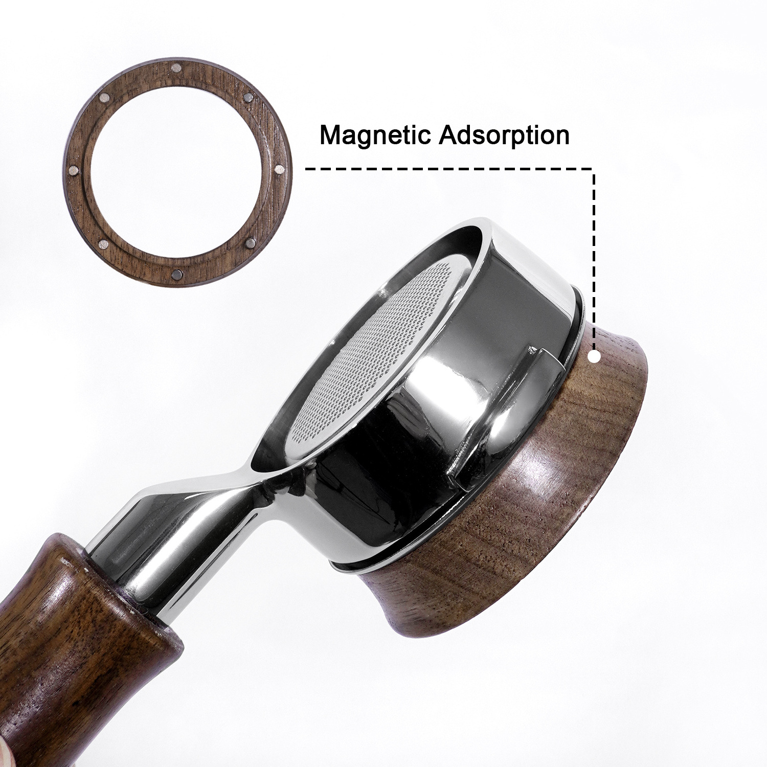 2024 New Design Dosing Rings Solid Wood Powder Dosing Rings Funnel with Magnetic Replacement Coffee Maker Accessory