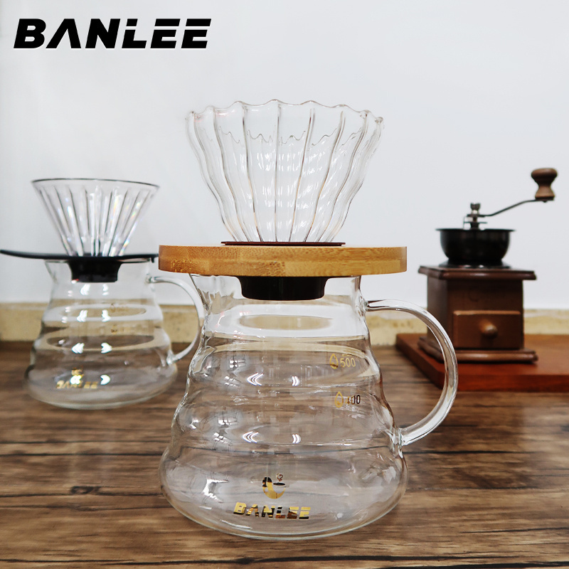 Banlee 600ml Cloud Shape Clear Coffee Server Standard Glass Coffee Dripper Pot Pour Over Share Pot Carafe Coffee Pot