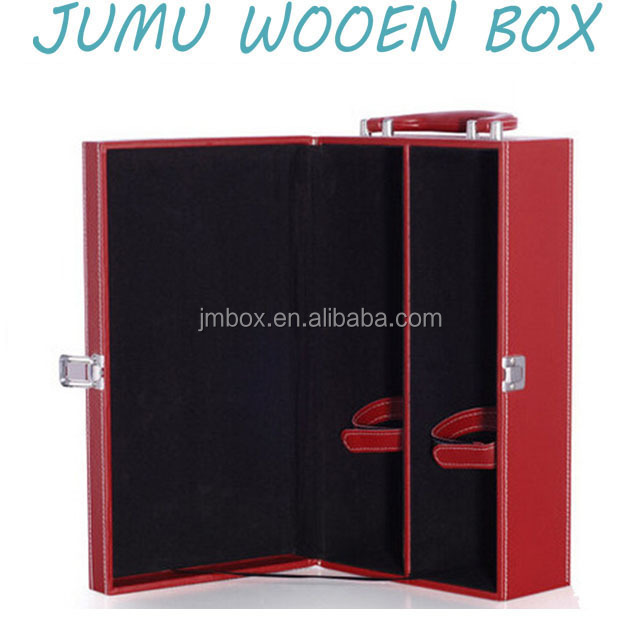 stock whole sale red leather wine gift packaging box