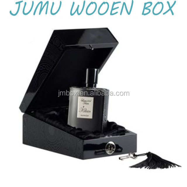 luxury design wood perfume box with silver key lock