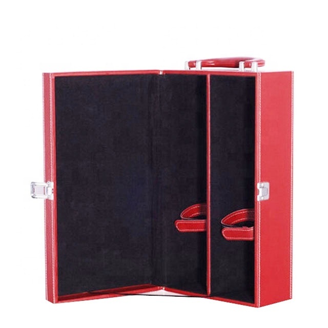 stock whole sale red leather wine gift packaging box