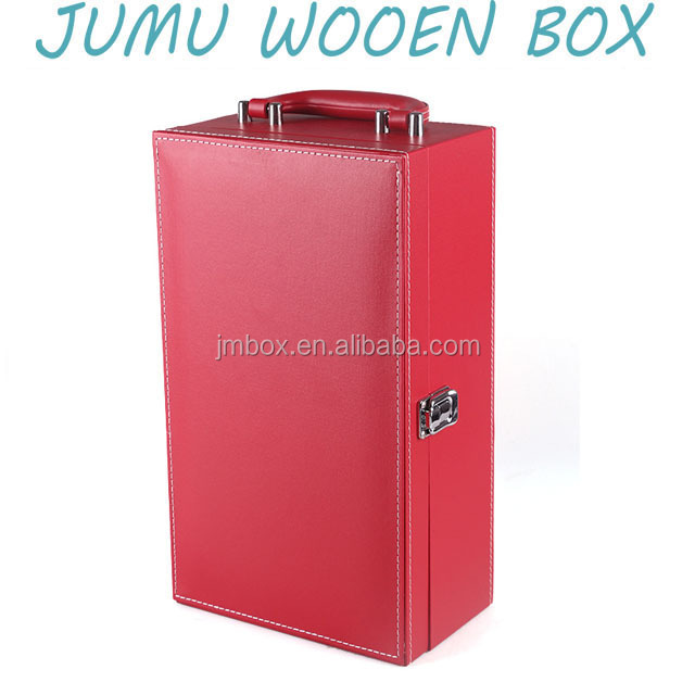 stock whole sale red leather wine gift packaging box