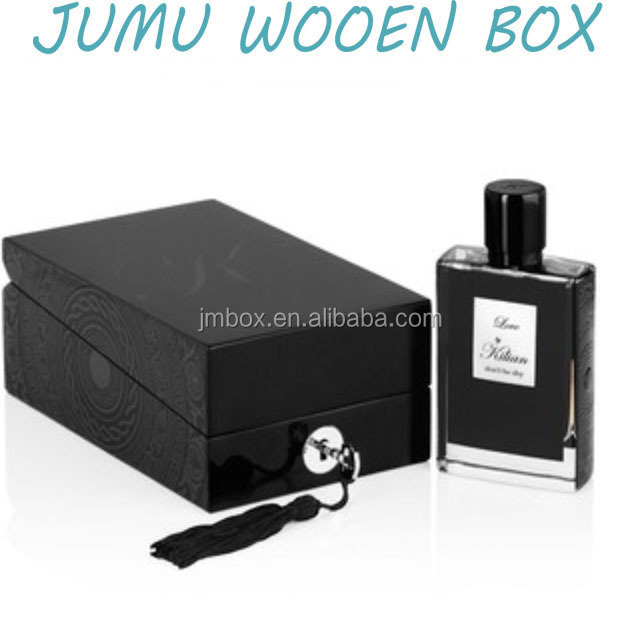 luxury design wood perfume box with silver key lock