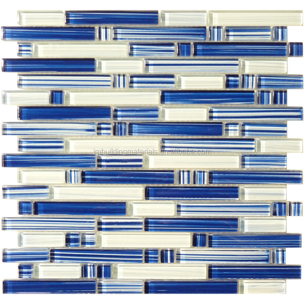 blue stick and peel hand pained glass mosaic tile