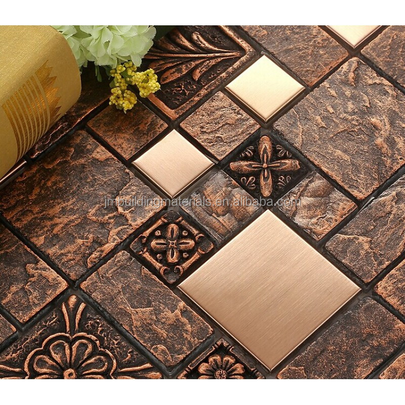 Wholesale Porcelain tiles Square Mosaic Tile Designs Stainless Steel Metal Tile Tlooring Kitchen Backsplash