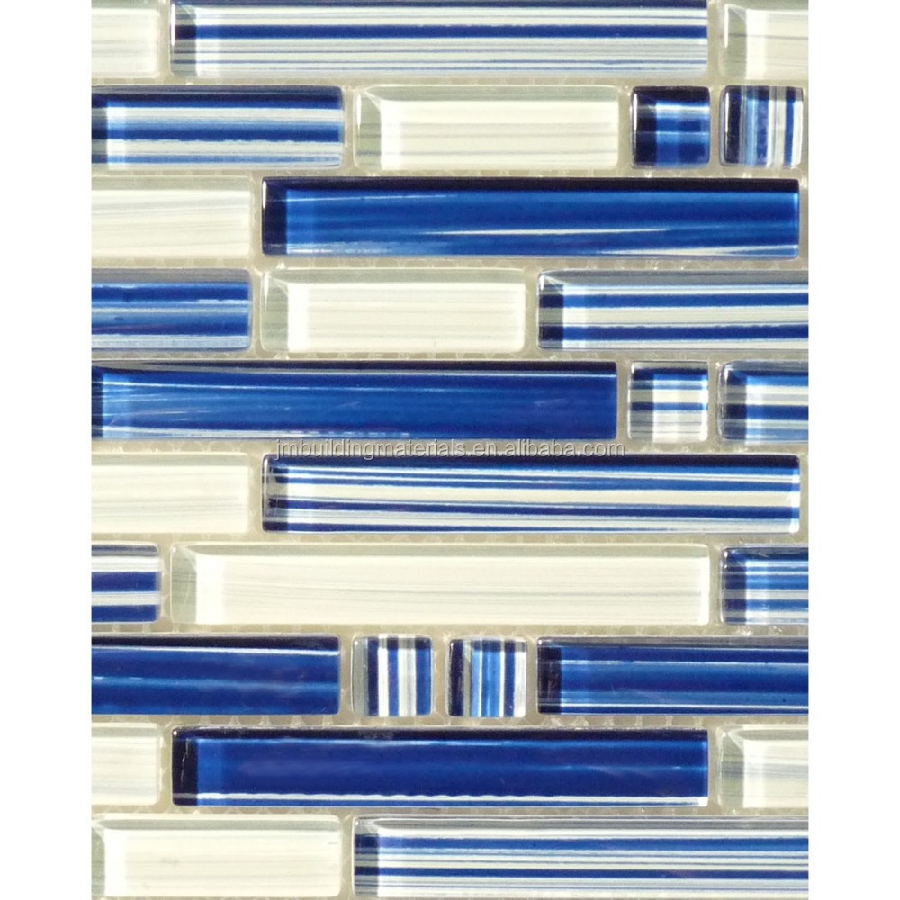 blue stick and peel hand pained glass mosaic tile