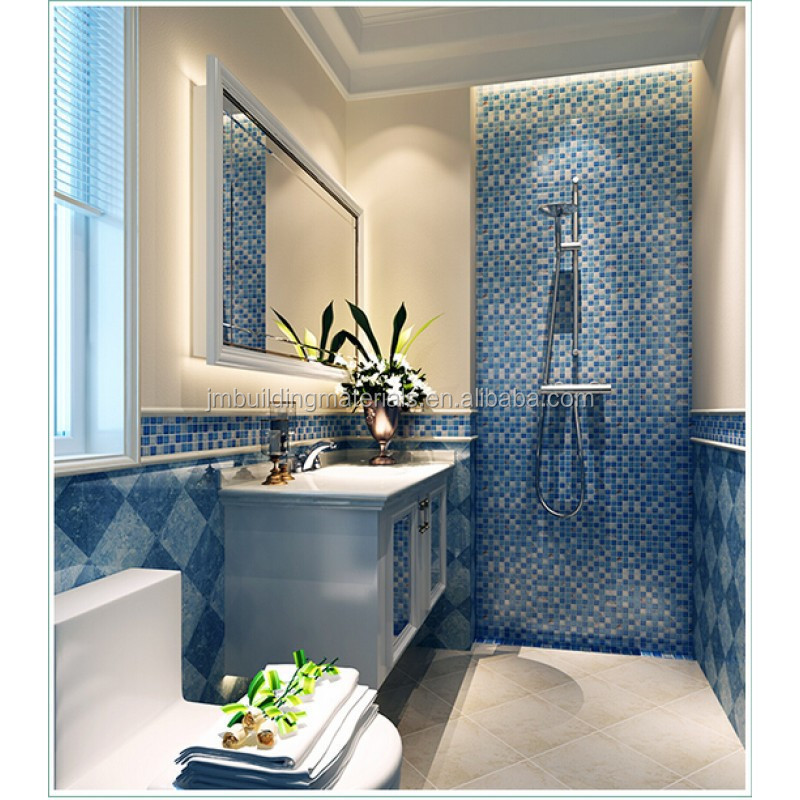 sea blue crystal glass tile crackle wall tiles backsplshes bathroom resin with conch bathroom shower tiles designs