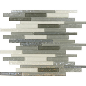 Grey mix brown glass glossy fireplace mosaic tiles