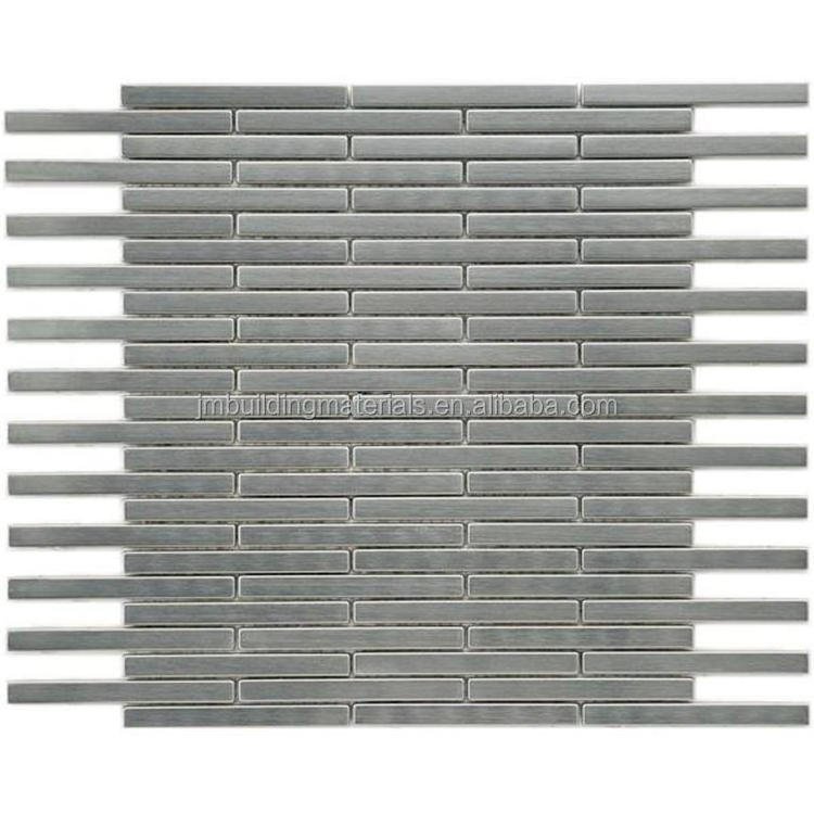 hairline silver brick stainless steel mosaic tile-- metal mosaic